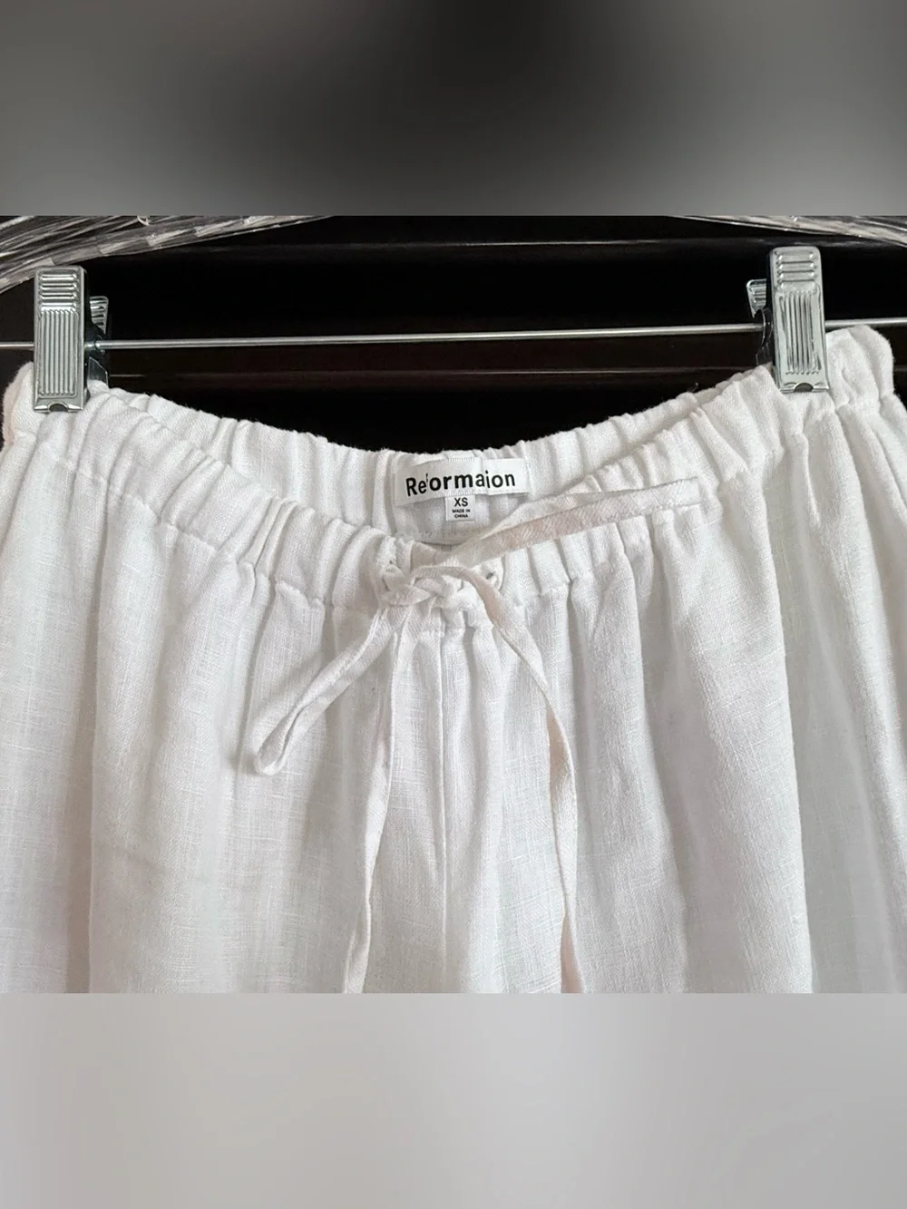 NWOT Reformation Olina 100% Linen Drawstring Pants in White | Size XS